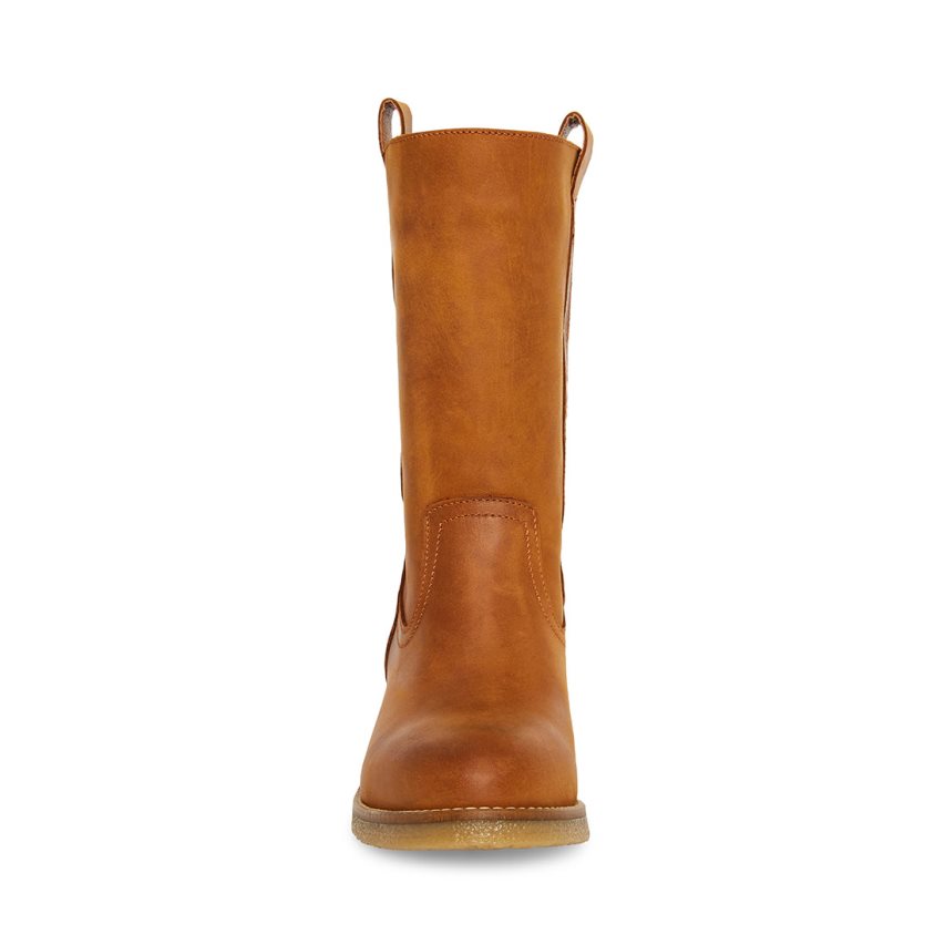 Brown Steve Madden Winny Leather Women's High Boots | PH 6510KIS